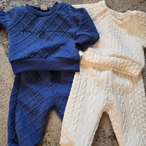 Both For $10 - Blue and White Knit Baby Outfits